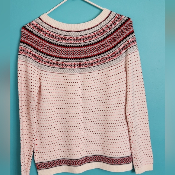TALBOTS Pullover Sweater Women Size Mp Fair Isle Nordic - Picture 2 of 5